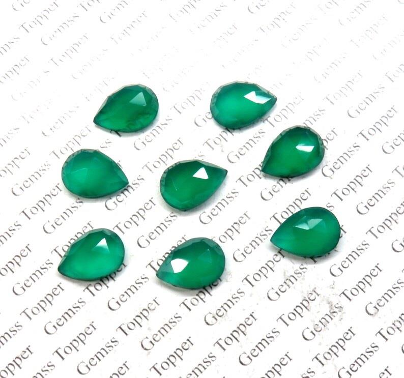 Green Chalcedony 9x12 mm Pear Rose Cut